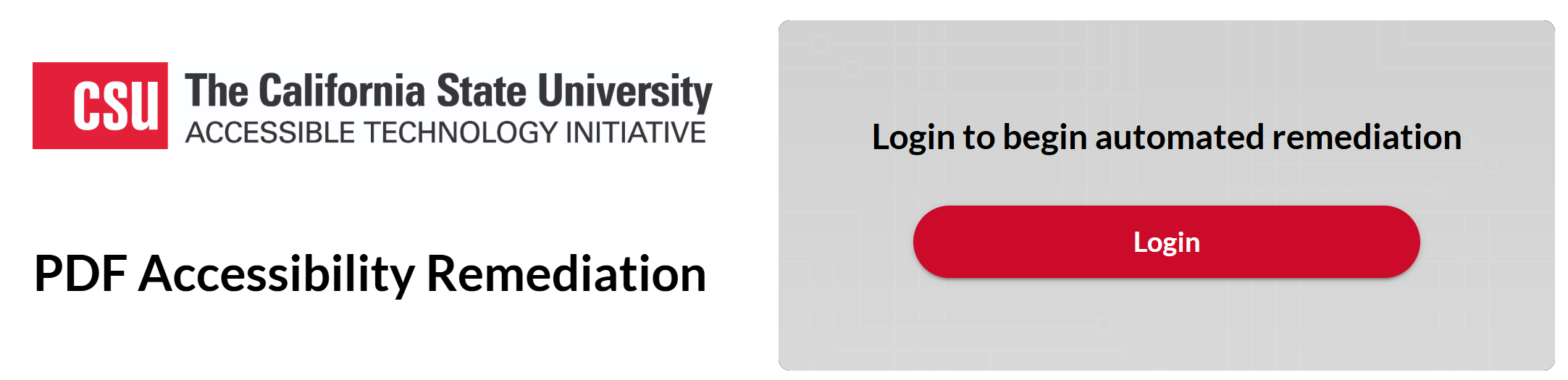 PDF Document Accessibility Application landing page 