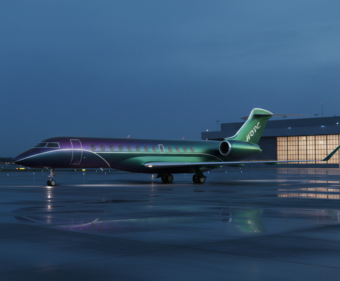 gradient image of a private jet