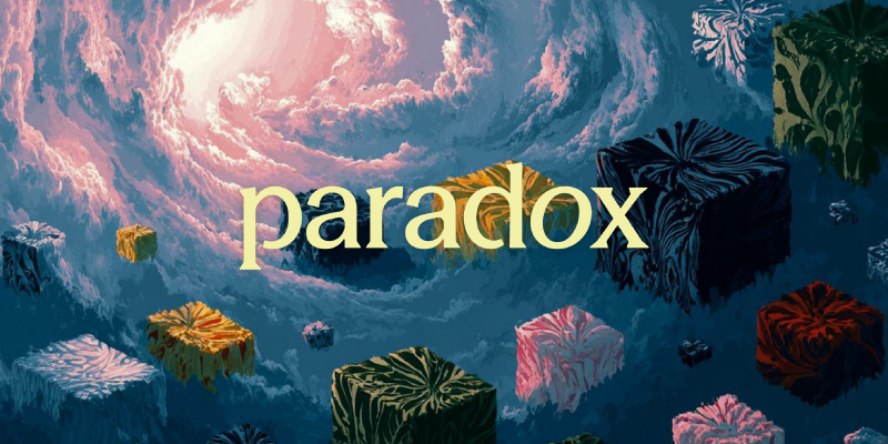 Floating cubes with title, Paradox