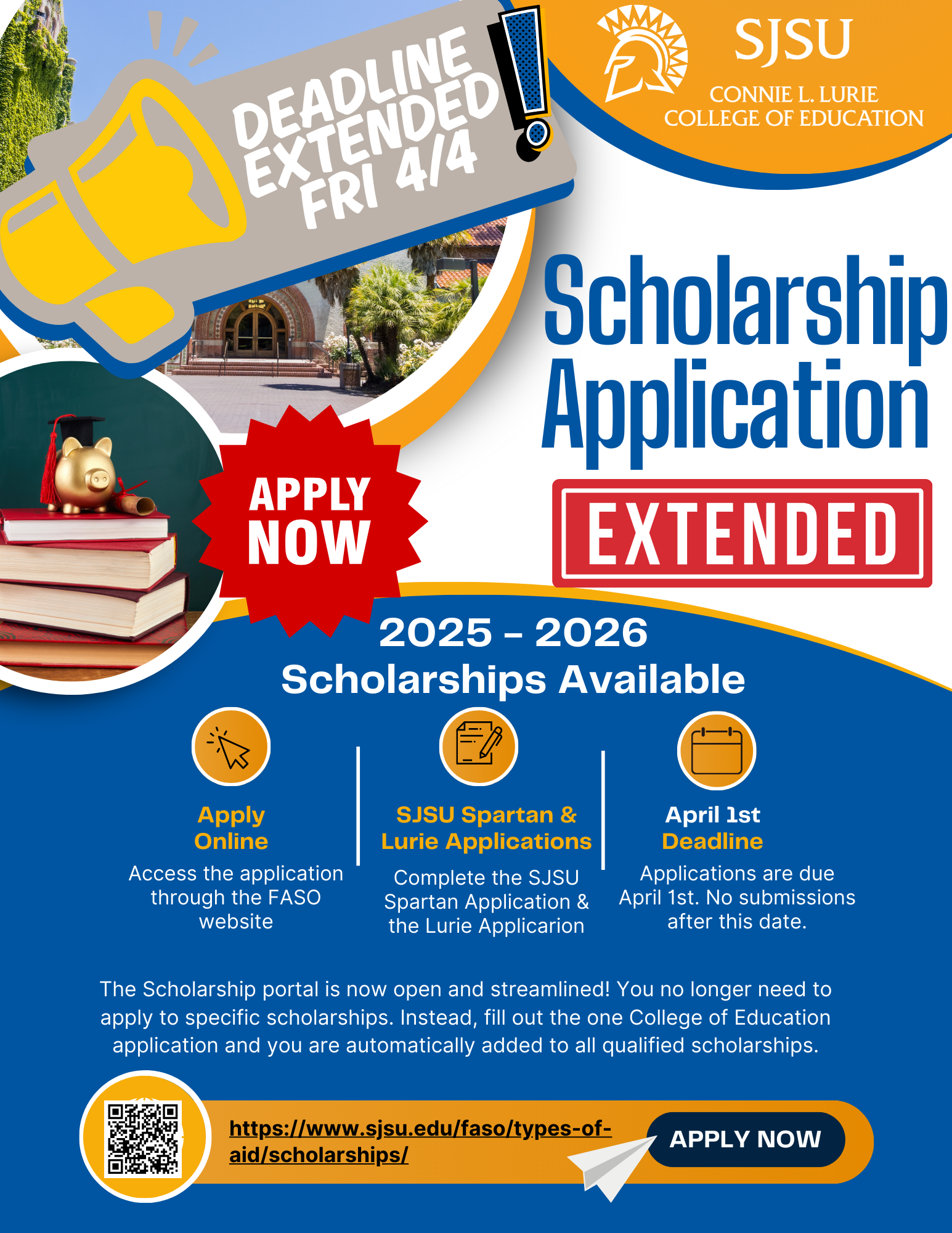updated blue and gold flyer of 2025 scholarship details