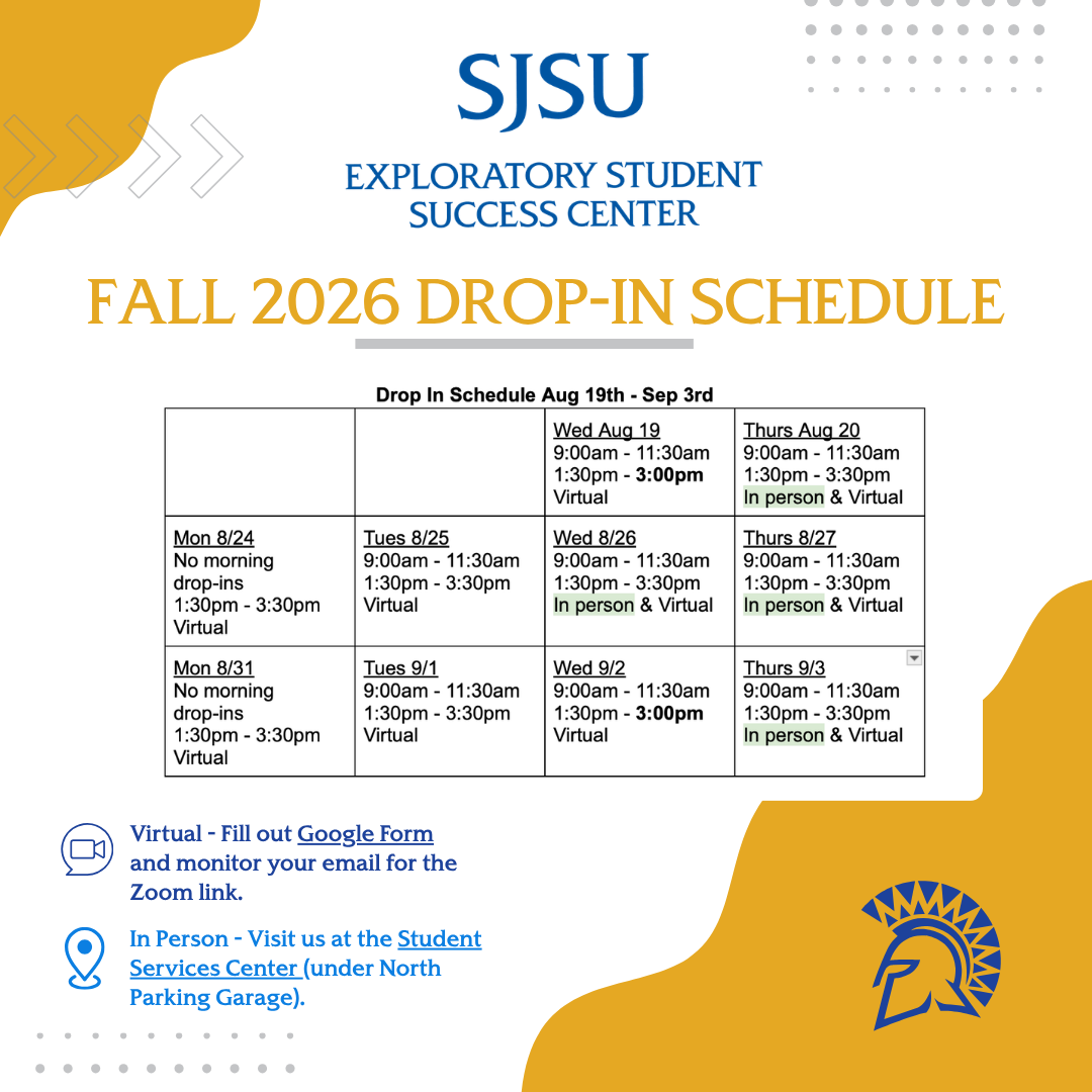 Fall 2026 Drop-In Schedule